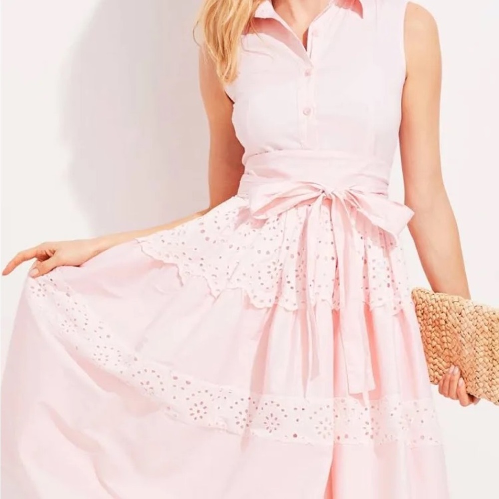 Vineyard vines eyelet shirt sleeveless shirt dress pink. NWT  size 0